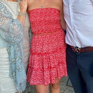 Two Piece Red Floral Set